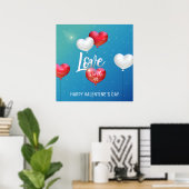 Liefde zit in de Valentijn van de luchtballonnen P Poster (Thuiskantoor)