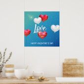 Liefde zit in de Valentijn van de luchtballonnen P Poster (Keuken)