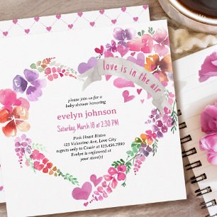 Liefde zit in het Air Floral Heart Baby shower Kaart