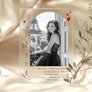 Liefde zit in het Air Minimalist Photo Vrijgezelle Acryl Uitnodigingen