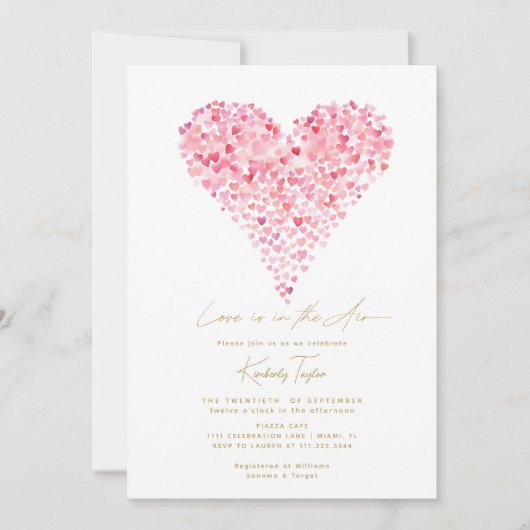 Liefde zit in het Air Pink Heart Vrijgezellenfeest Kaart (Voorkant)