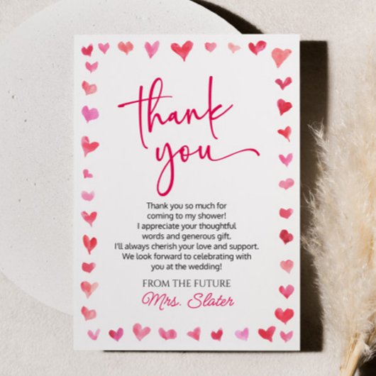 Liefde zit in het Air Red Pink Hearts Vrijgezellen Bedankkaart