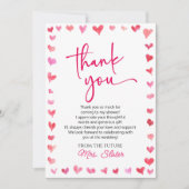 Liefde zit in het Air Red Pink Hearts Vrijgezellen Bedankkaart (Voorkant)