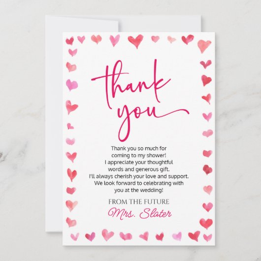 Liefde zit in het Air Red Pink Hearts Vrijgezellen Bedankkaart (Voorkant)