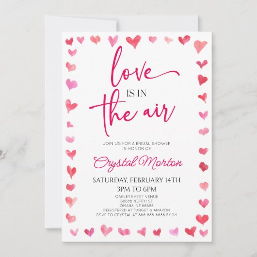 Liefde zit in het Air Red Pink Hearts Vrijgezellen Kaart (Voorkant)