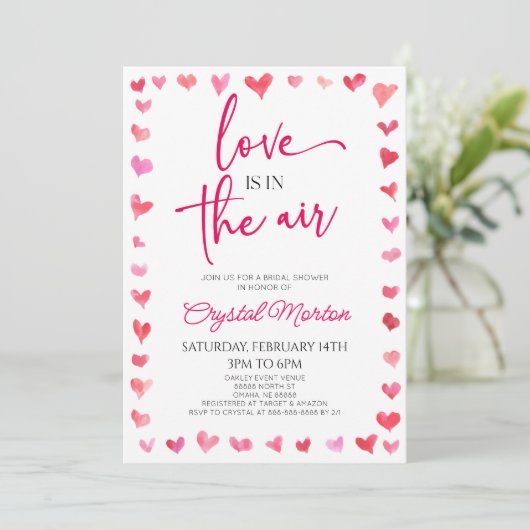 Liefde zit in het Air Red Pink Hearts Vrijgezellen Kaart (Staand voorkant)