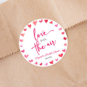 Liefde zit in het Air Red Pink Hearts Vrijgezellen Ronde Sticker