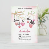 Liefde zit in het lucht hangende touwtje Vrijgezel Kaart (Staand voorkant)