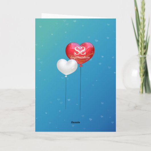 Liefde zit in het luchtballonvaardige Wenskaart Feestdagen Kaart (Achterkant)