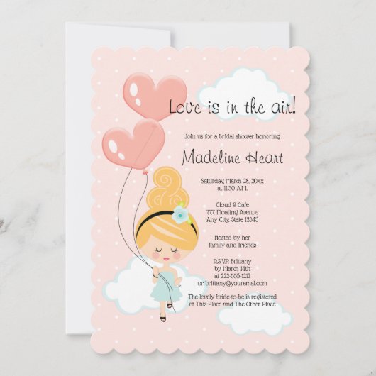 Liefde zit in het Vrijgezellenfeest van de lucht o Kaart (Voorkant)