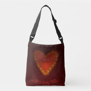 Liefde zit in mijn hart crossbody tas