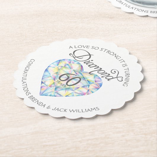 Liefde zo sterk diamanten bruiloft onderzetters (Gekanteld)