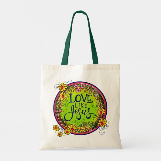 Liefde zoals Jesus Inspirivity Grote Canvas tas (Achterkant)