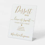 Liefde Zoete Persoonlijke Gouden Trouw Dessert Bar Reclamebord Met Voetstuk (Voorkant)