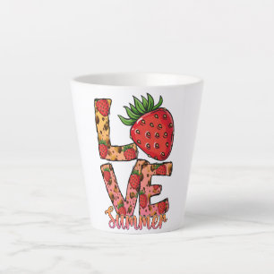 Liefde & zomer Roze en bruin verse aardbei Latte Mok