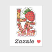 Liefde & zomer | Roze en bruin | verse aardbei Sticker (Vel)