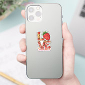 Liefde & zomer | Roze en bruin | verse aardbei Sticker (Telefoon)