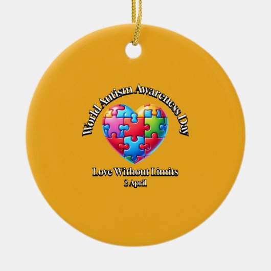 Liefde zonder grenzen. Wereld Autisme Bewustzijn D Keramisch Ornament (Voorkant)