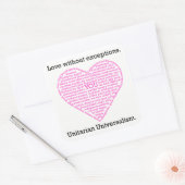 Liefde Zonder Uitzonderingen Hartplaat van 6 Stick Vierkante Sticker (Envelop)