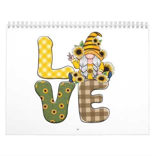 Liefde Zonnebloem Gnome Kalender (Hoes)