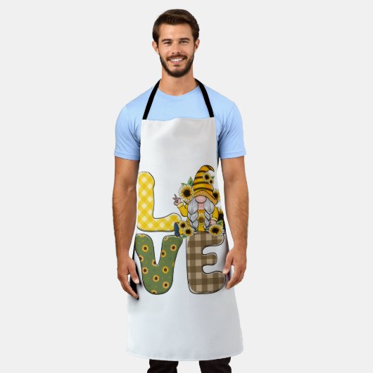 Liefde Zonnebloem Gnome Schort (Gedragen)