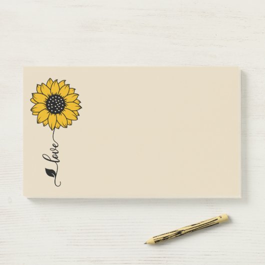 Liefde Zonnebloem Post-it® Notes (Op bureau)
