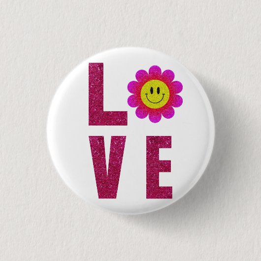 Liefde Zonnebloem Ronde Button 3,2 Cm (Voorkant)