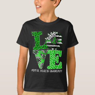 Liefde Zonnebloem Vlag Groene Lint Geestelijke Gez T-shirt