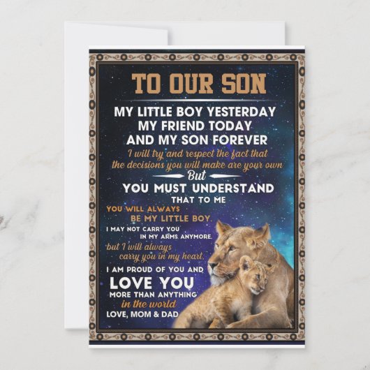 Liefde Zoon | Aan onze zoon ik ben trots op je en  Kaart (Voorkant)