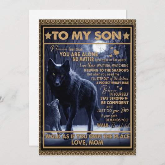 Liefde zoon| Brief aan mijn zoon Voel je nooit all Feestdagenkaart (Voorkant / Achterkant)