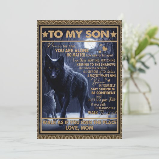 Liefde zoon| Brief aan mijn zoon Voel je nooit all Feestdagenkaart (Staand voorkant)