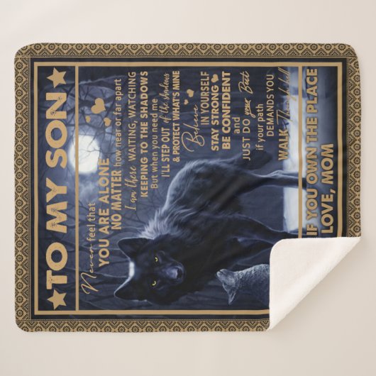 Liefde zoon| Brief aan mijn zoon Voel je nooit all Sherpa Deken (Voorkant (horizontaal))