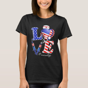 Liefde Zuster Life American Independence Day Vlag T-shirt