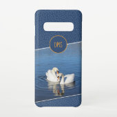 Liefde zwanen blauw Monogram telefoon geval Samsung Galaxy Hoesje (Achterkant)