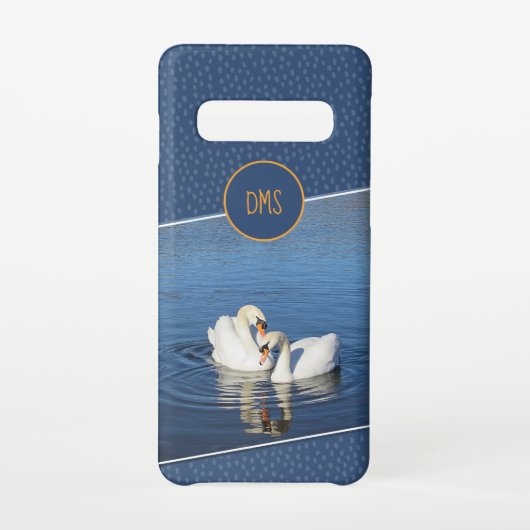 Liefde zwanen blauw Monogram telefoon geval Samsung Galaxy Hoesje (Achterkant)