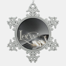 Liefde Zwanen Bruiloft Tin Sneeuwvlok Ornament