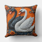 Liefde Zwanen in Artistieke Mozaïek Huwelijksvieri Kussen (Achterkant)