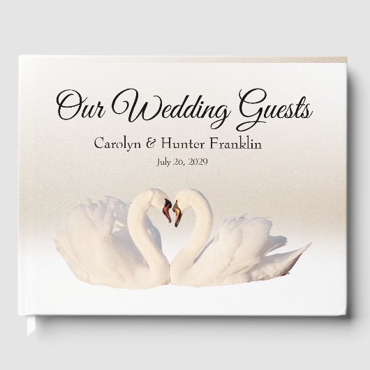 Liefde Zwanen op White Cream Wedding Guest Book Gastenboek (Voorkant)
