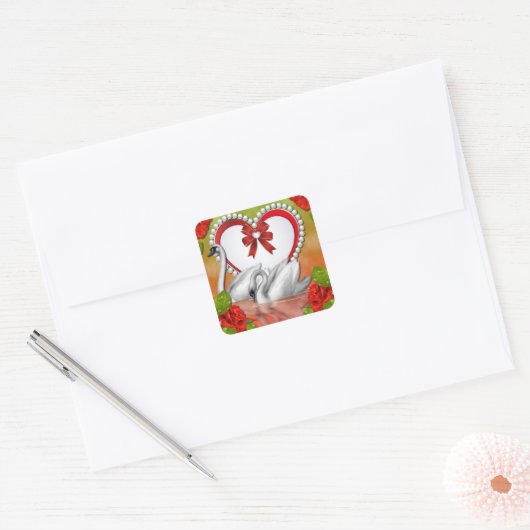 Liefde zwanen stickers (Envelop)