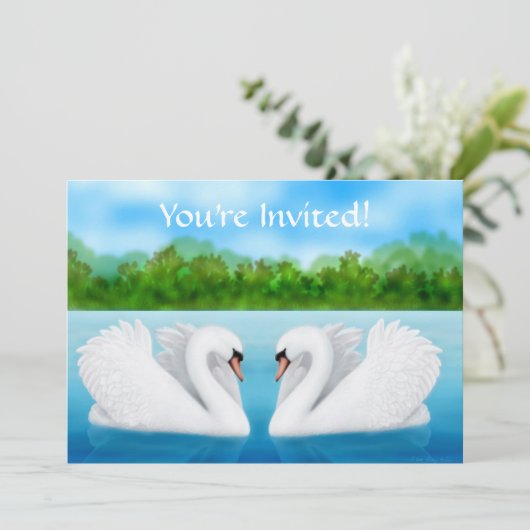 Liefde Zwanen Uitnodiging (Staand voorkant)