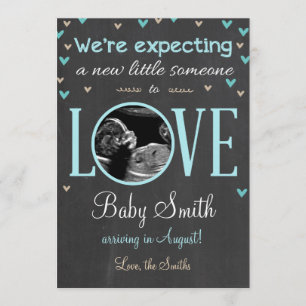 Liefde Zwangerschap Aankondiging Ultrasound Blue B
