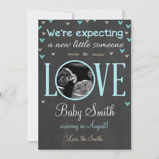 Liefde Zwangerschap Aankondiging Ultrasound Blue B (Voorkant)