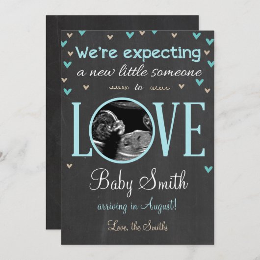 Liefde Zwangerschap Aankondiging Ultrasound Blue B (Voorkant / Achterkant)