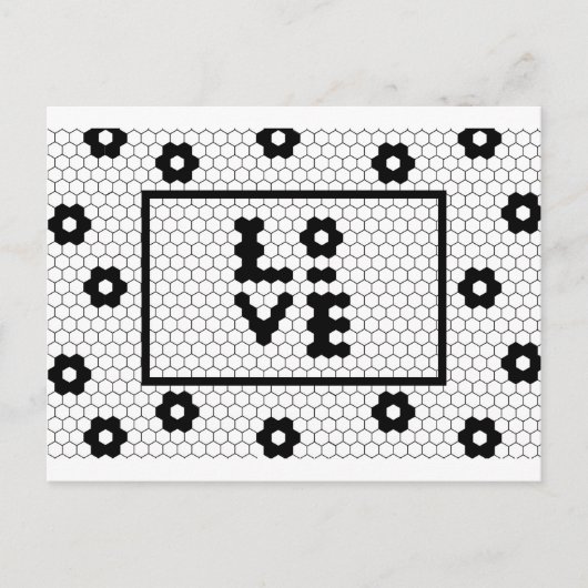 Liefde Zwart en Wit Hex Tegel Briefkaart (Voorkant)