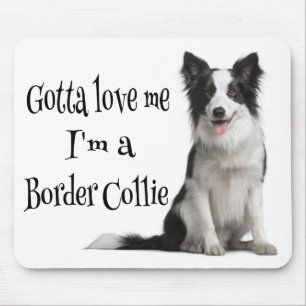 Liefde Zwart en Witte Border Collie Puppy Hond Muismat