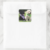 Liefde Zwart & Geel Labrador Retriever Puppy Honde Vierkante Sticker (Tas)