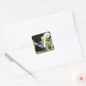 Liefde Zwart & Geel Labrador Retriever Puppy Honde Vierkante Sticker (Envelop)