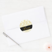 Liefde Zwart & Goud Damask Bruiloft Sticker (Envelop)