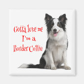 Liefde Zwart & Wit Border Collie Puppy Rode Magnee Magneet (Voorkant)