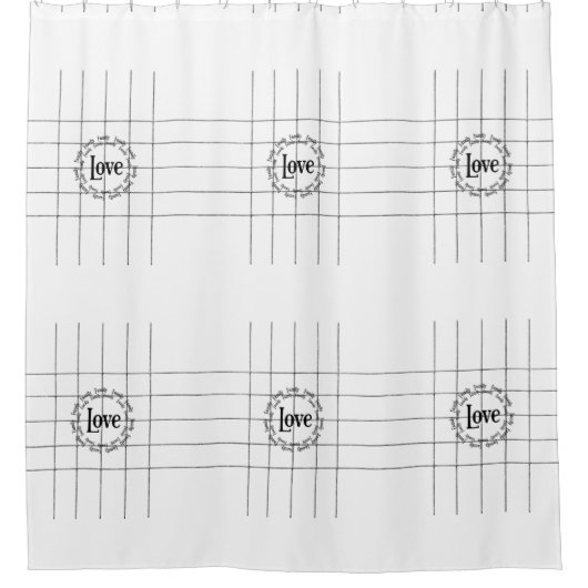 Liefde Zwart & Wit Lijnen Douchegordijn (Voorkant)